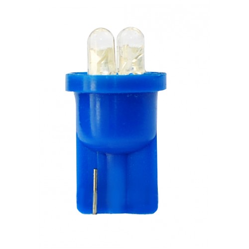Blister 2 ampoules à LED W5W - T10 - 12V - 0.96 W - 4 x Flux 3mm - Bleu