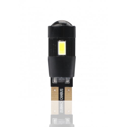 Blister 2 ampoules à LED W5W - T10 - 12V - 3.00 W - 6 x SMD 5630 avec Lens Canbus - Blanc