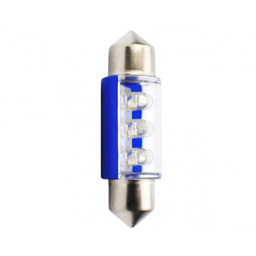 Blister 2 ampoules à LED C5W - 36mm - 12V - 0.37W - 6*3 mm Led Flux - Bleu