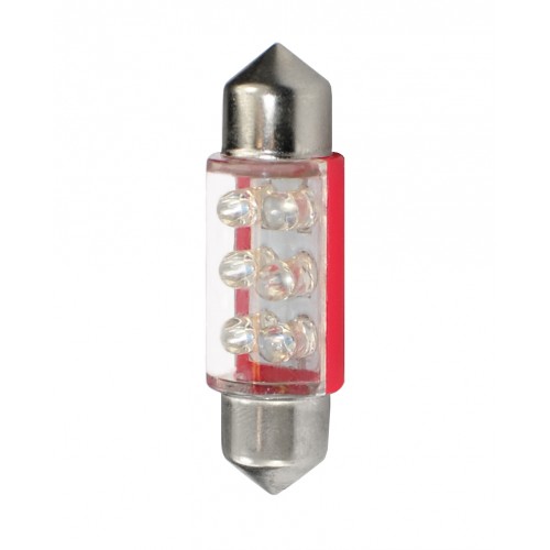 Blister 2 ampoules à LED C5W - 36mm - 12V - 0.37W - 6*3 mm Led Flux - Rouge