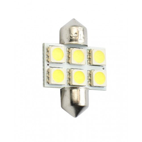 Blister 2 ampoules à LED C5W - 31mm - 12V - 0.40W - 6 x SMD 5050 - Blanc