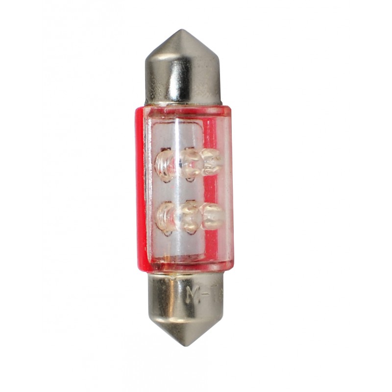 Blister 2 ampoules à LED C5W - 36mm - 12V - 0.27W - 4*3 mm Led Flux - Rouge