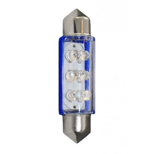 Blister 2 ampoules à LED C5W - 41mm - 12V - 0.37W - 6*3 mm Led Flux - Bleu