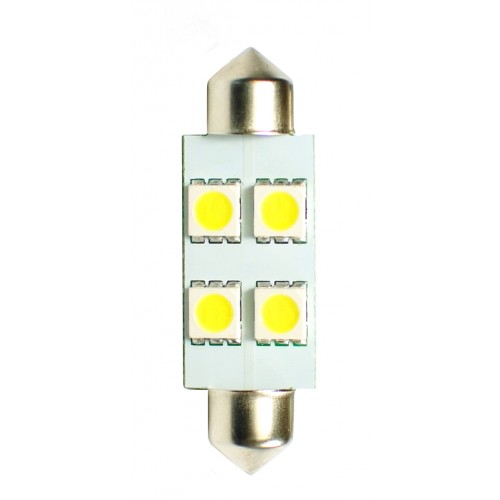 Blister 2 ampoules à LED C5W - 36mm - 12V - 0.96W - 4 x SMD 5050 - Blanc