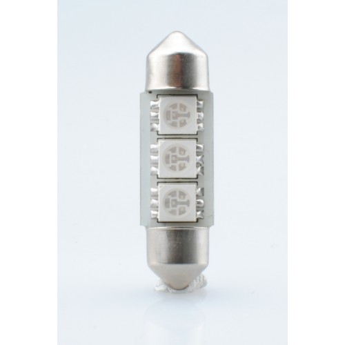 Blister 2 ampoules à LED C5W - 36mm - 12V - 0.72W - 3 x SMD 5050 Canbus - Bleu