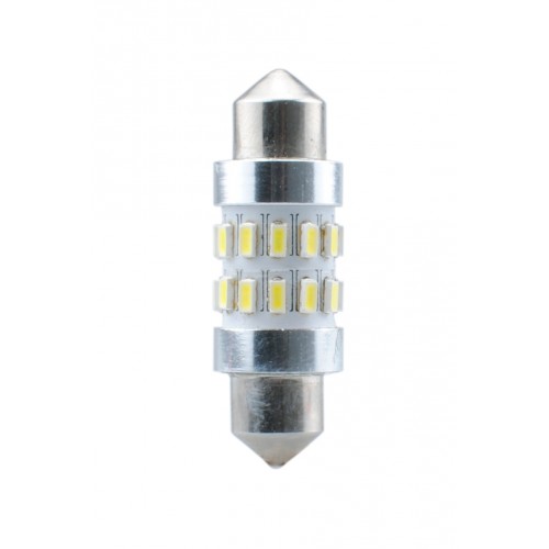 Blister 2 ampoules à LED C5W - 36mm - 12V - 1.44W - 24 x SMD 3014 Canbus - Blanc