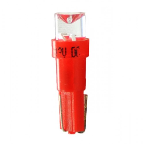 Blister 2 ampoules à LED T5 - 12V - 0.2W - 5mm Led Flux Concave - Rouge