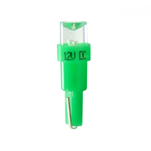 Blister 2 ampoules à LED T5 - 12V - 0.2W - 5mm Led Flux Concave - Vert