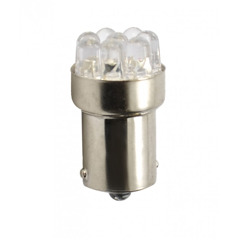 Blister 2 ampoules à LED S25 Ba15s P21W - 12V - 1.025W - 12 x Led Flux 5mm - Blanc