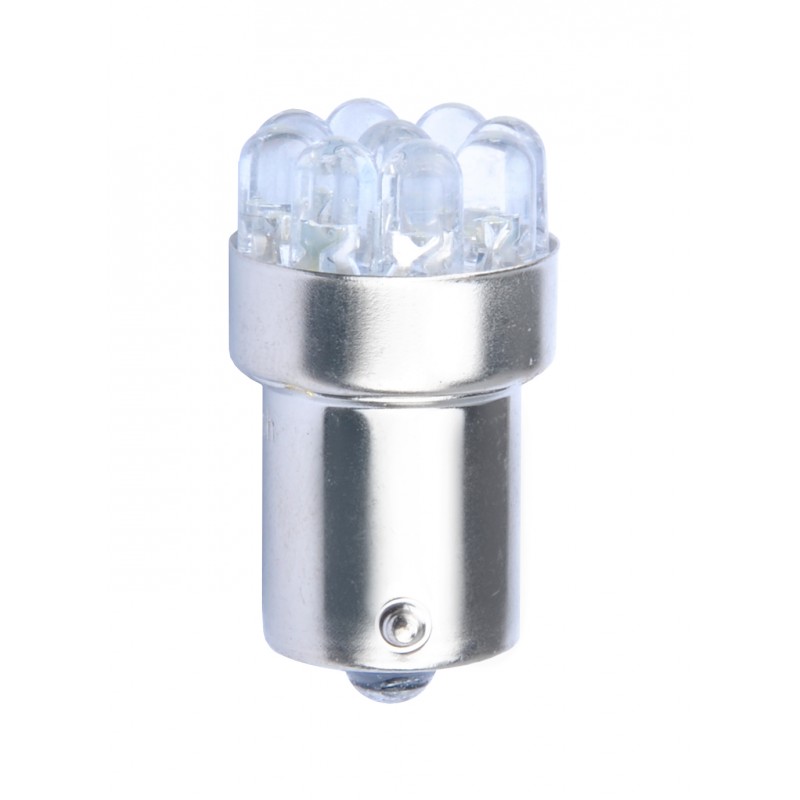 Blister 2 ampoules à LED S25 Ba15s P21W - 12V - 1.025W - 12 x Led Flux 5mm - Jaune
