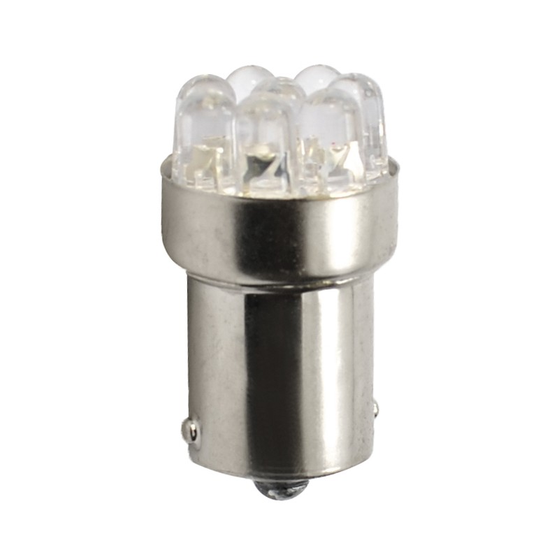 Ba15s - R5W  12V  8x Led Flux 5mm  P : 0.575W  Blanc
