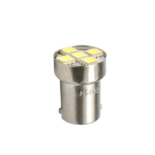 Blister 2 ampoules à LED S25 Ba15s R5W - 12V - 1.20W - 5 x SMD 5050 - Blanc