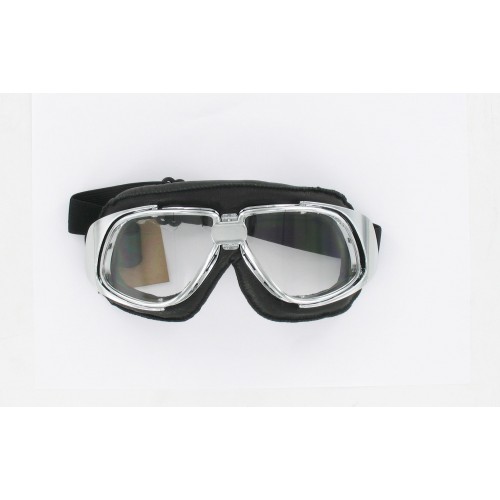 Lunettes Type Aviateur Cuir - Noir / Chromé