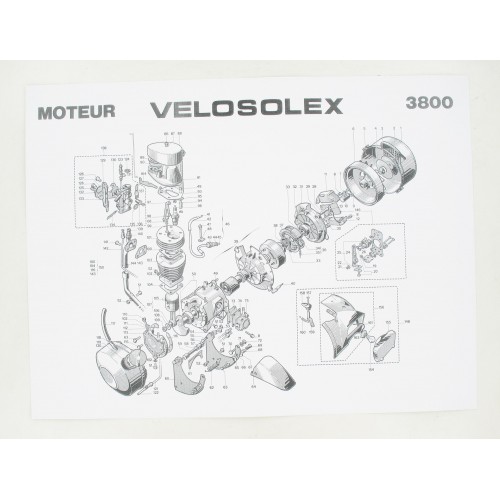 Affiche nomenclature 400x300mm partie Moteur Solex 3800