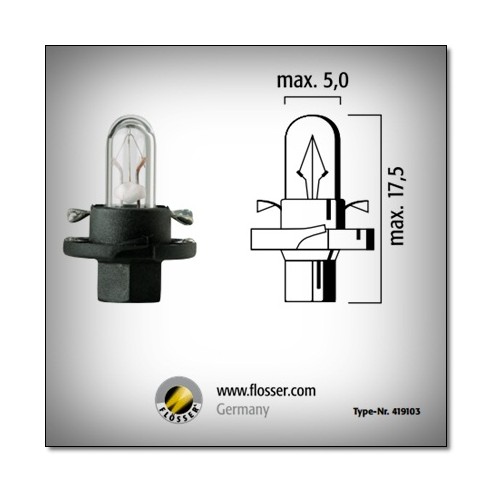 Ampoule 12V 1,2W BX8,4d Noir Flosser (419103)