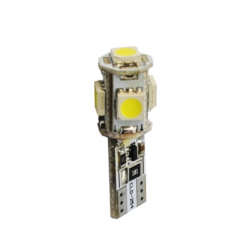 T10  12V  5 x SMD 5050 Canbus  P : 1.2 W  Blanc