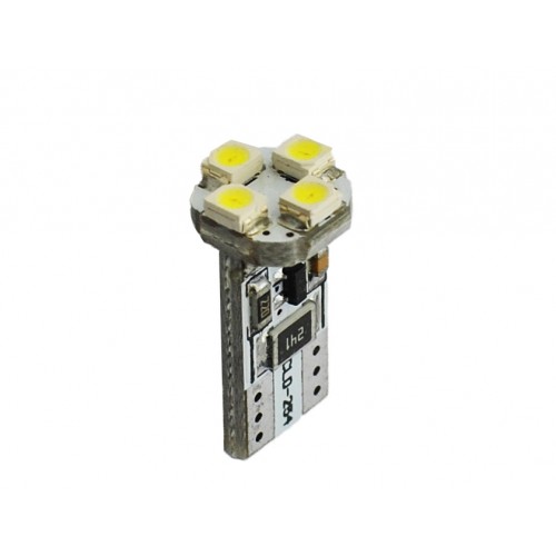 T10  12V  4 x SMD 3528 Canbus  P : 0.32 W  Blanc