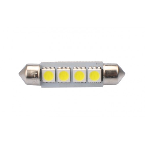 Blister 2 ampoules à LED C5W - 41mm - 12V - 0.96W - 4 x SMD 5050 Canbus - Blanc