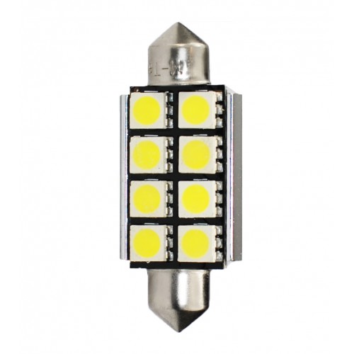 Blister 2 ampoules à LED C5W - 41mm - 12V - 1.92W - 8 x SMD 5050 Canbus - Blanc