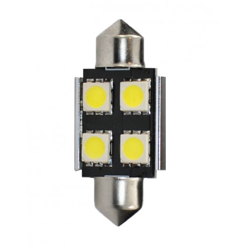 Blister 2 ampoules à LED C5W - 36mm - 12V - 0.96W - 4 x SMD 5050 Canbus - Blanc