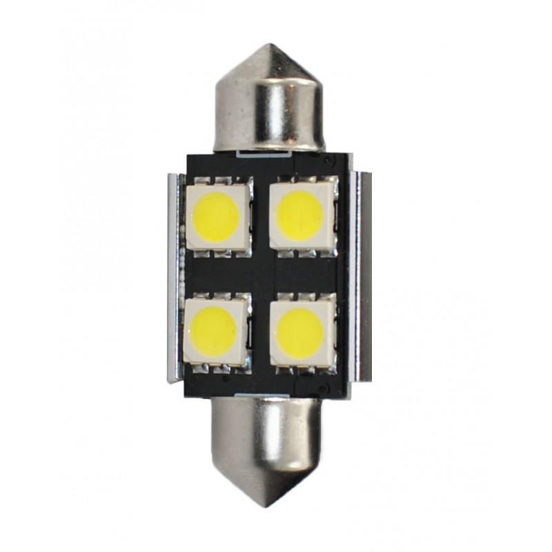 36 mm  - 12V  4 x SMD 5050 Canbus   P : 0.96 W  Blanc