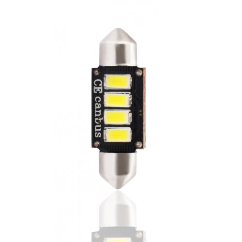 Blister 1 ampoule à LED C5W - 36mm - 12V - 2.00W - 4 x SMD 5630 Canbus - Blanc