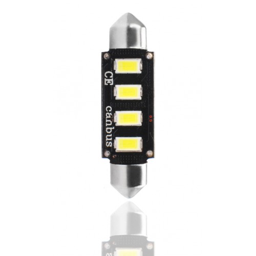 Blister 1 ampoule à LED C5W - 42mm - 12V - 2.00W - 4 x SMD 5630 Canbus - Blanc