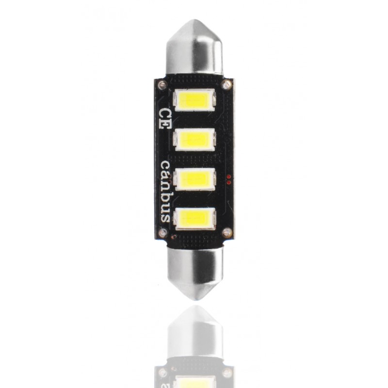 42 mm  - 12V  4 x SMD 5630 Canbus   P : 2.00 W  Blanc