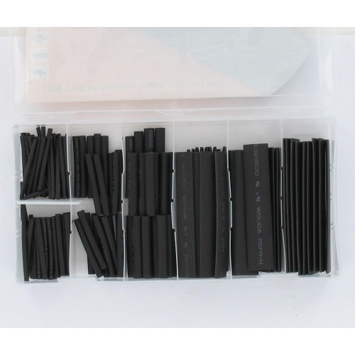 Coffret de 127 tubes thermo-rétractables noirs (assortiment)