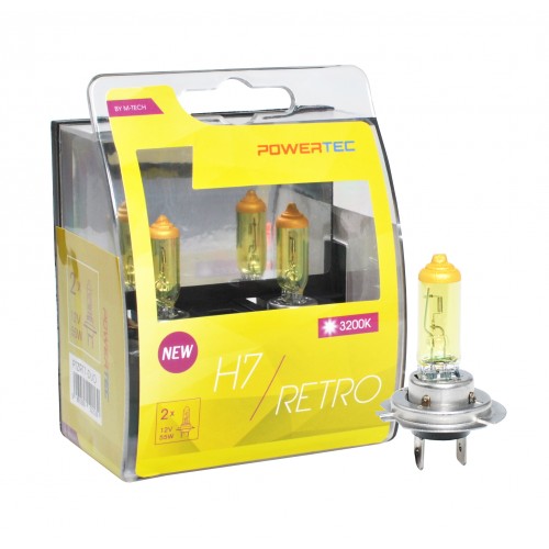 Coffret 2 ampoules halogènes H7 Px26d 12V 55W Jaune homologué