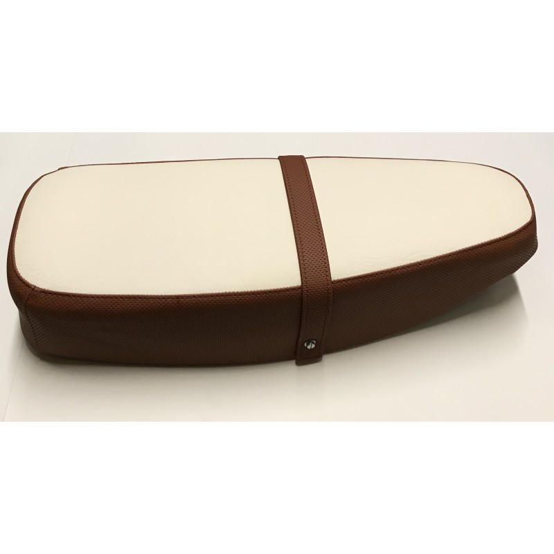 Selle racing vespa 50-125 Primavera/ET3 creme liseret blanc , Piéces