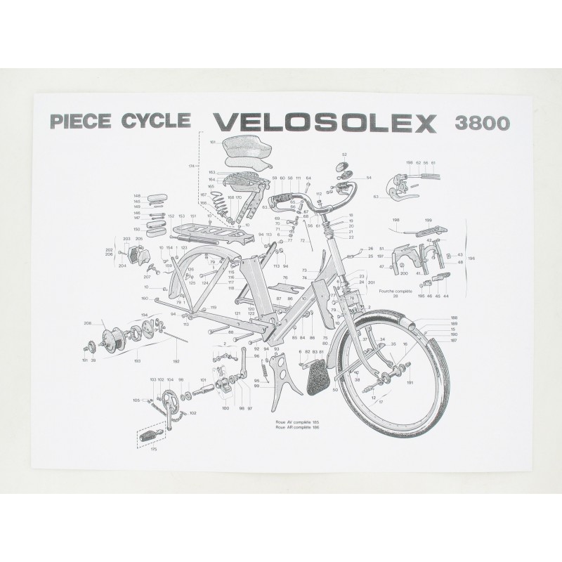 Affiche nomenclature 400x300mm partie Cycle Solex 3800