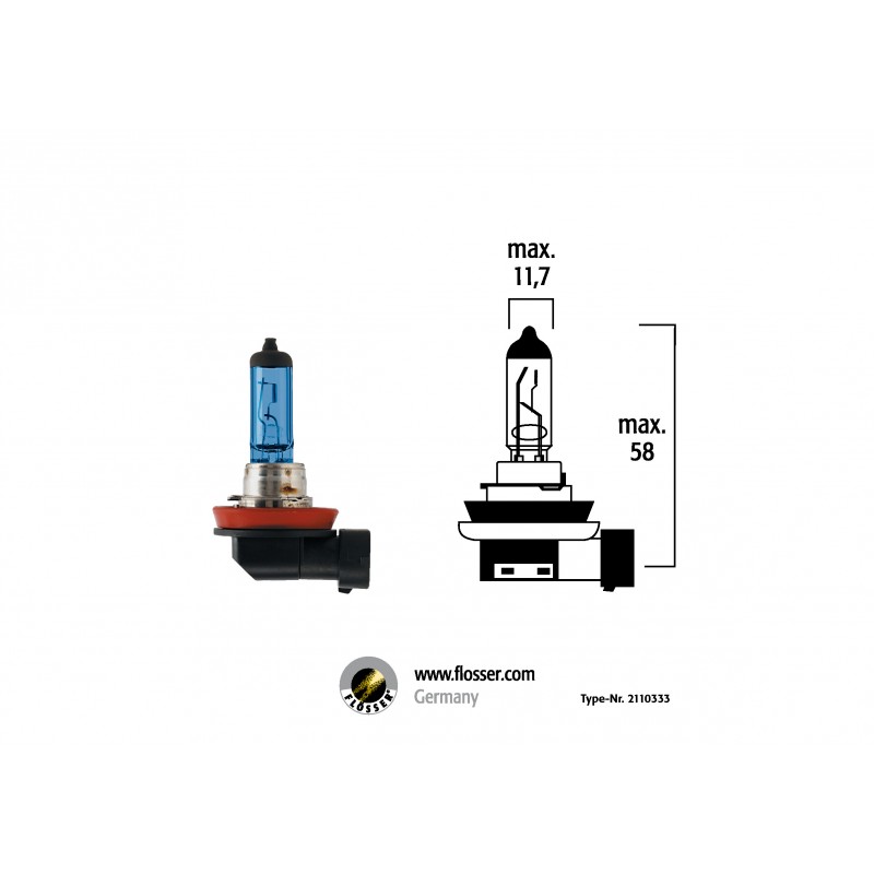 Ampoule phare 12V 55W H11 PGJ19-2 MegaBlue Flosser (2110333)