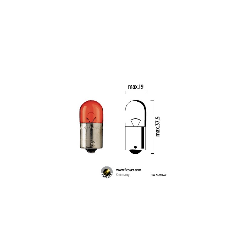 Ampoule 12V 5W BA15s Rouge Flosser (402509)