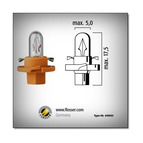 Ampoule 12V 1,1W BX8,4d Orange Flosser (449103)