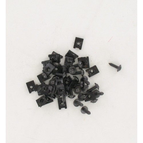 Agrafe et Vis de carrosserie D4mm Noire - Sachet 25 pièces