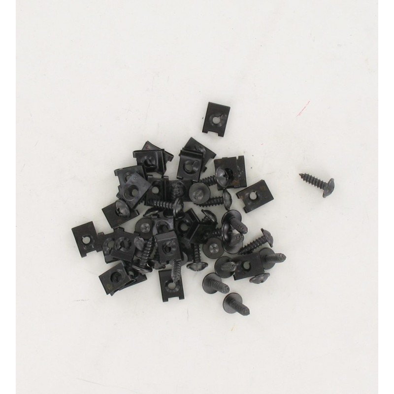 Agrafe et Vis de carrosserie D4mm Noire - Sachet 25 pièces