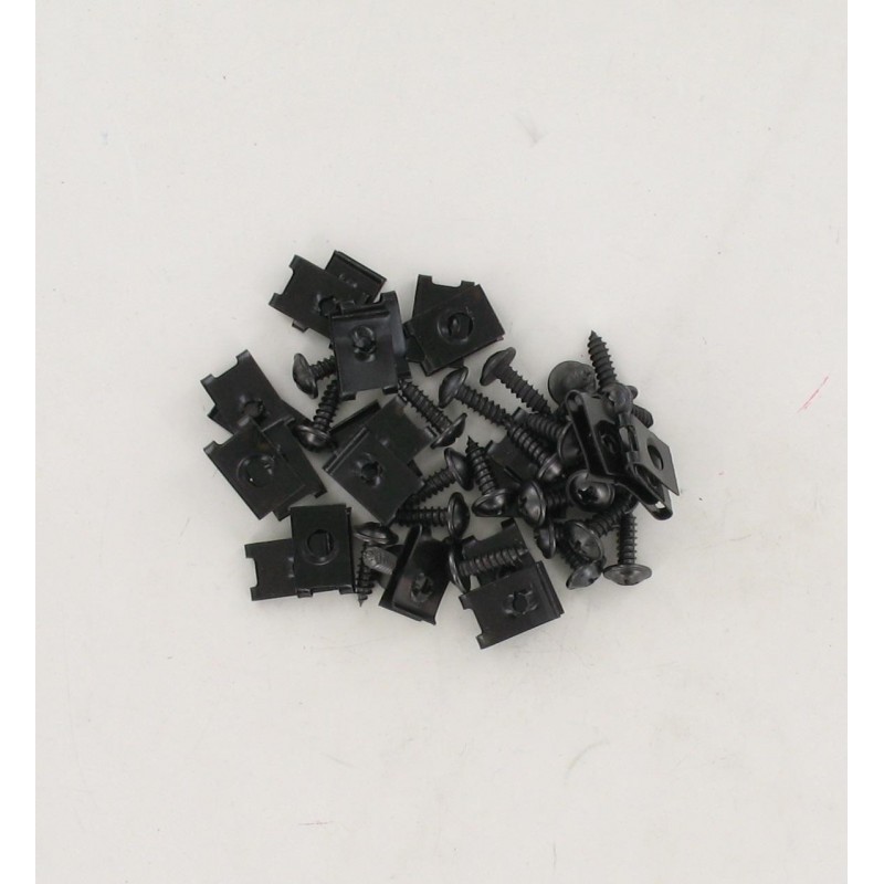 Agrafe et Vis de carrosserie D5mm Noire - Sachet 25 pièces