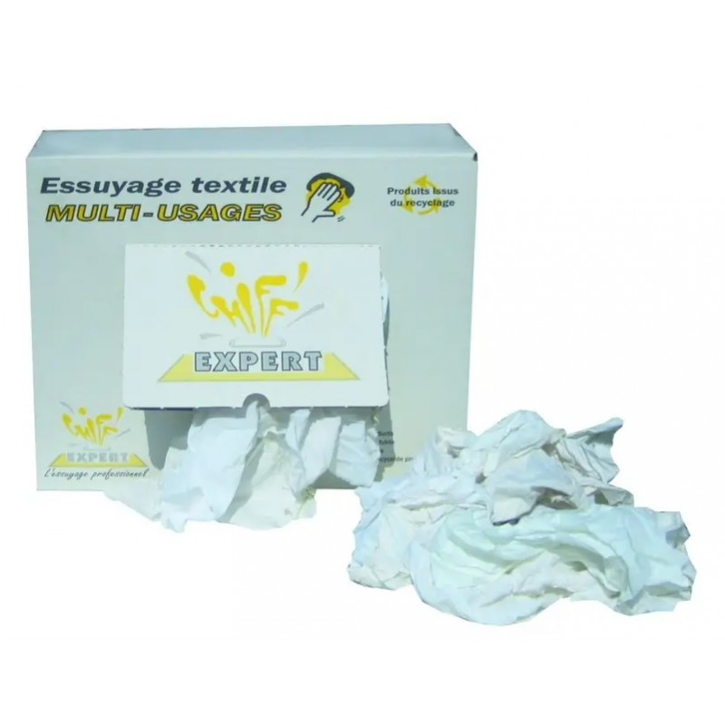 Carton 10kg chiffons blanc extra fins